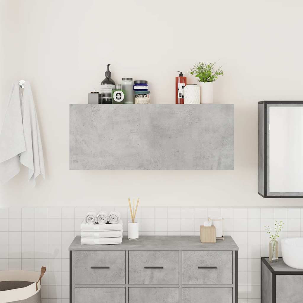 vidaXL Bathroom Wall Cabinet Concrete Grey 100x25x40cm Engineered Wood