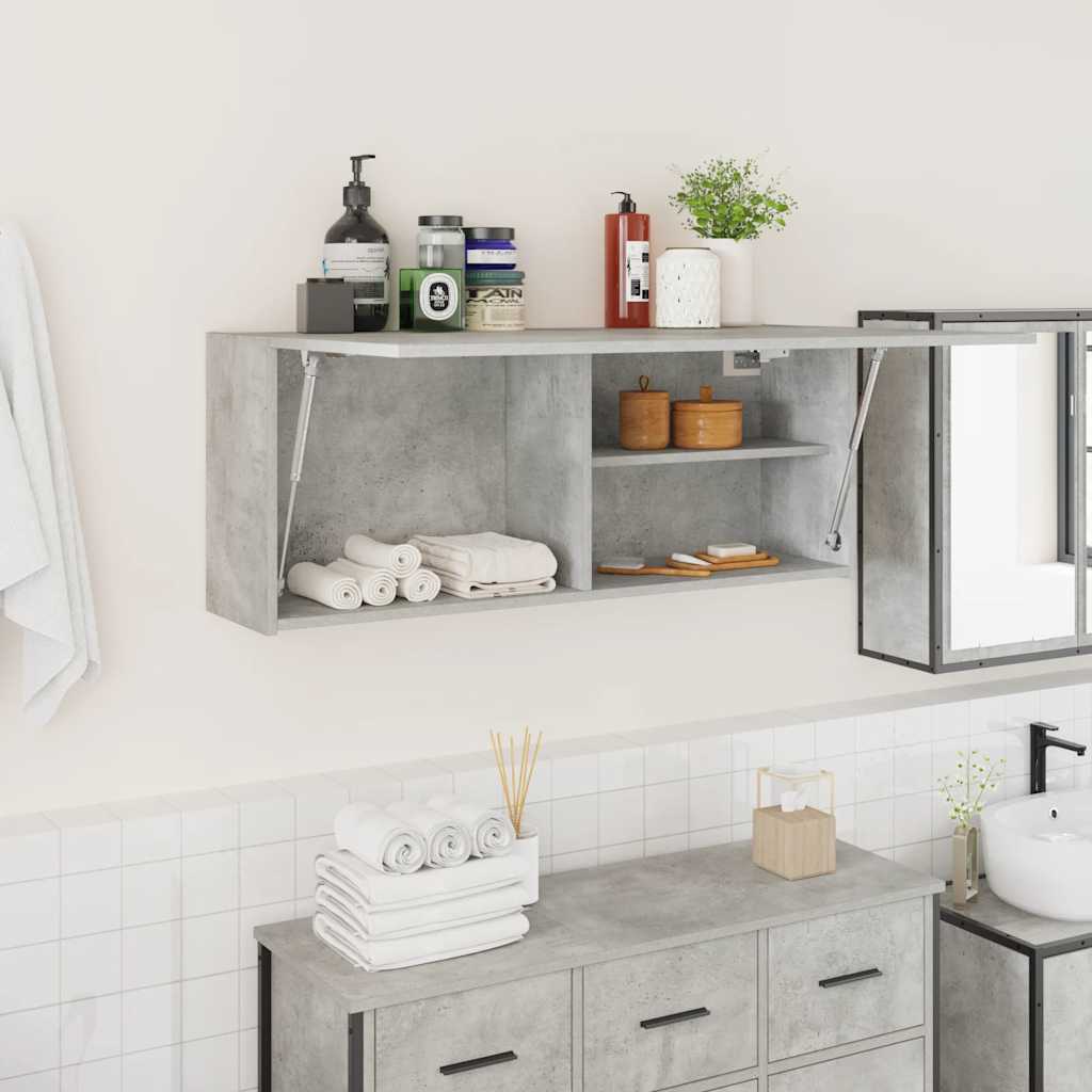 vidaXL Bathroom Wall Cabinet Concrete Grey 100x25x40cm Engineered Wood