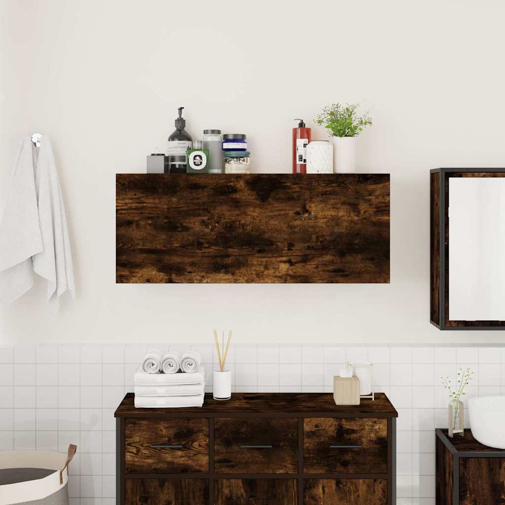 vidaXL Bathroom Wall Cabinet Smoked Oak 100x25x40 cm Engineered Wood