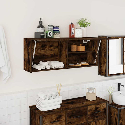 vidaXL Bathroom Wall Cabinet Smoked Oak 100x25x40 cm Engineered Wood