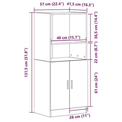 vidaXL Kitchen Cabinet White 57x41,5x131,5 cm Engineered Wood