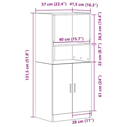 vidaXL Kitchen Cabinet Sonoma Oak 57x41.5x131.5 cm Engineered Wood