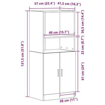 vidaXL Kitchen Cabinet Grey Sonoma 57x41.5x131.5 cm Engineered Wood