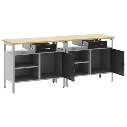 vidaXL Work Bench Set 2 pcs Black Steel