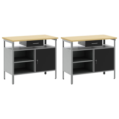 vidaXL Work Bench Set 2 pcs Black Steel