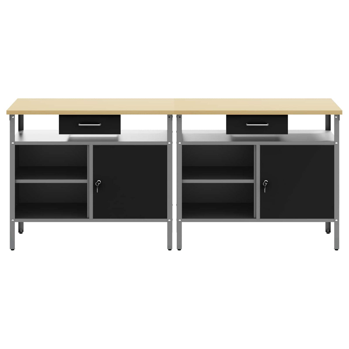 vidaXL Work Bench Set 2 pcs Black Steel