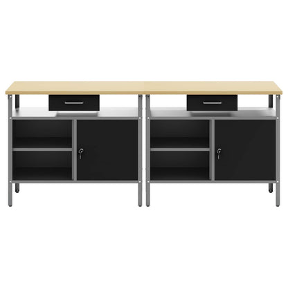 vidaXL Work Bench Set 2 pcs Black Steel