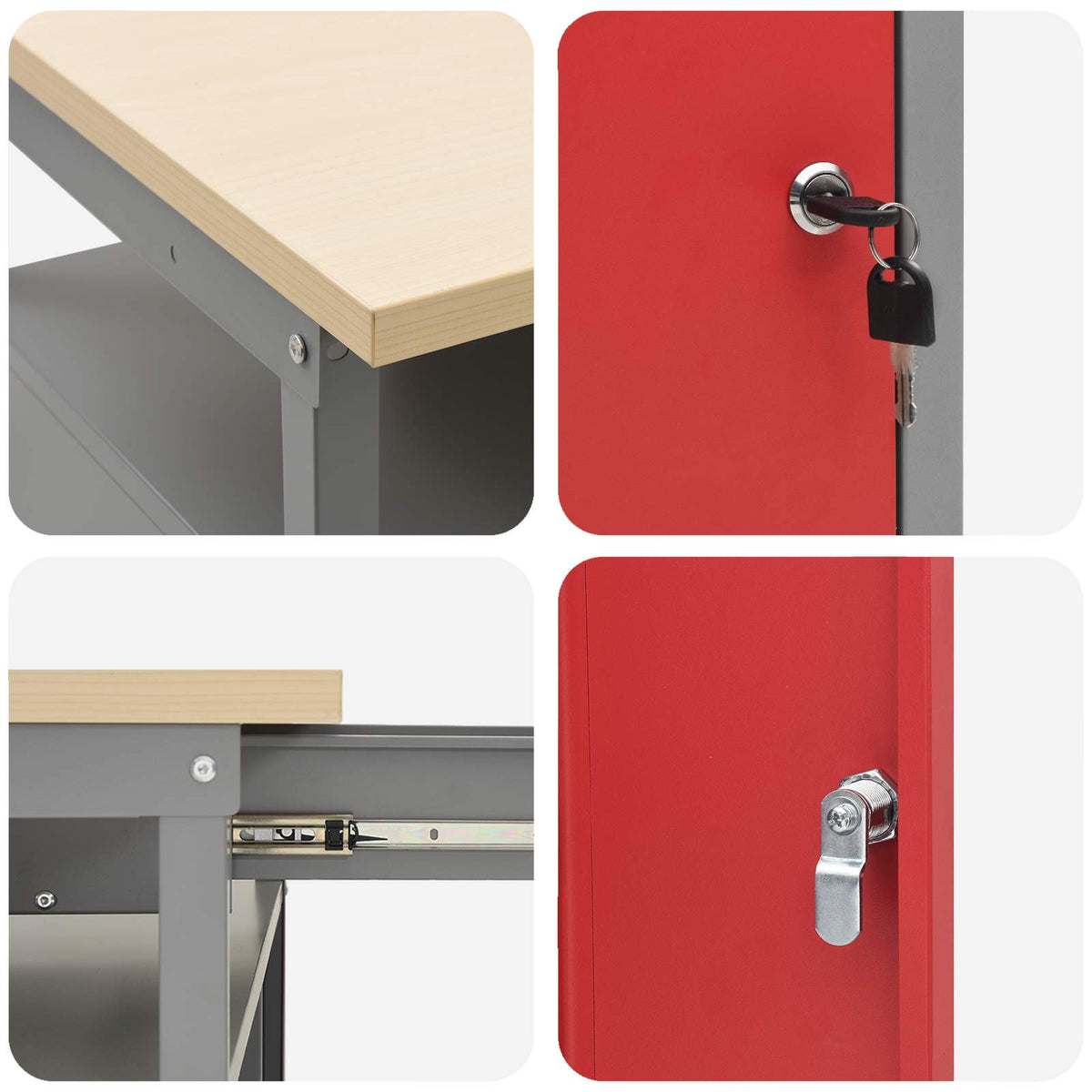 vidaXL Work Bench Set 2 pcs Red Steel