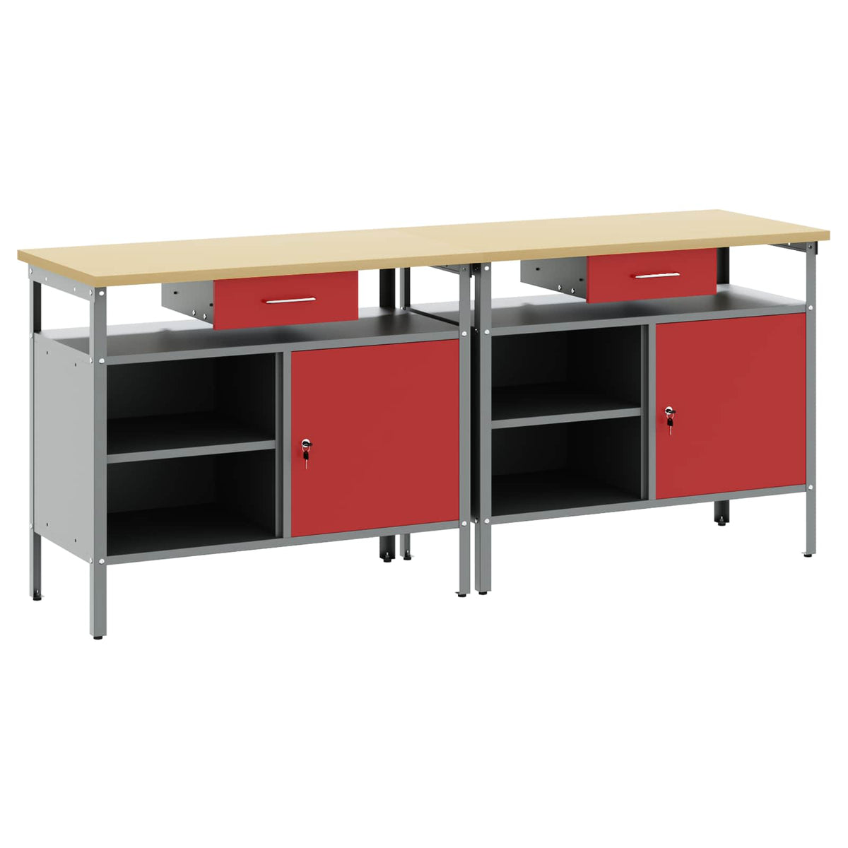 vidaXL Work Bench Set 2 pcs Red Steel