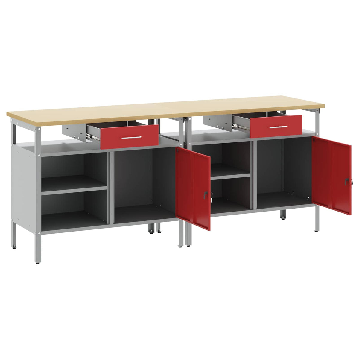 vidaXL Work Bench Set 2 pcs Red Steel