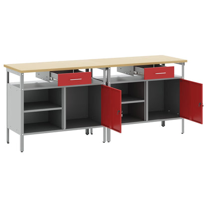 vidaXL Work Bench Set 2 pcs Red Steel