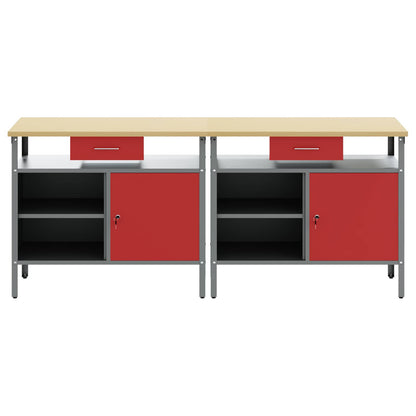 vidaXL Work Bench Set 2 pcs Red Steel