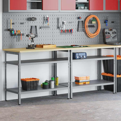 vidaXL Work Bench Set 2 pcs Beige and Grey Powder-Coated Steel