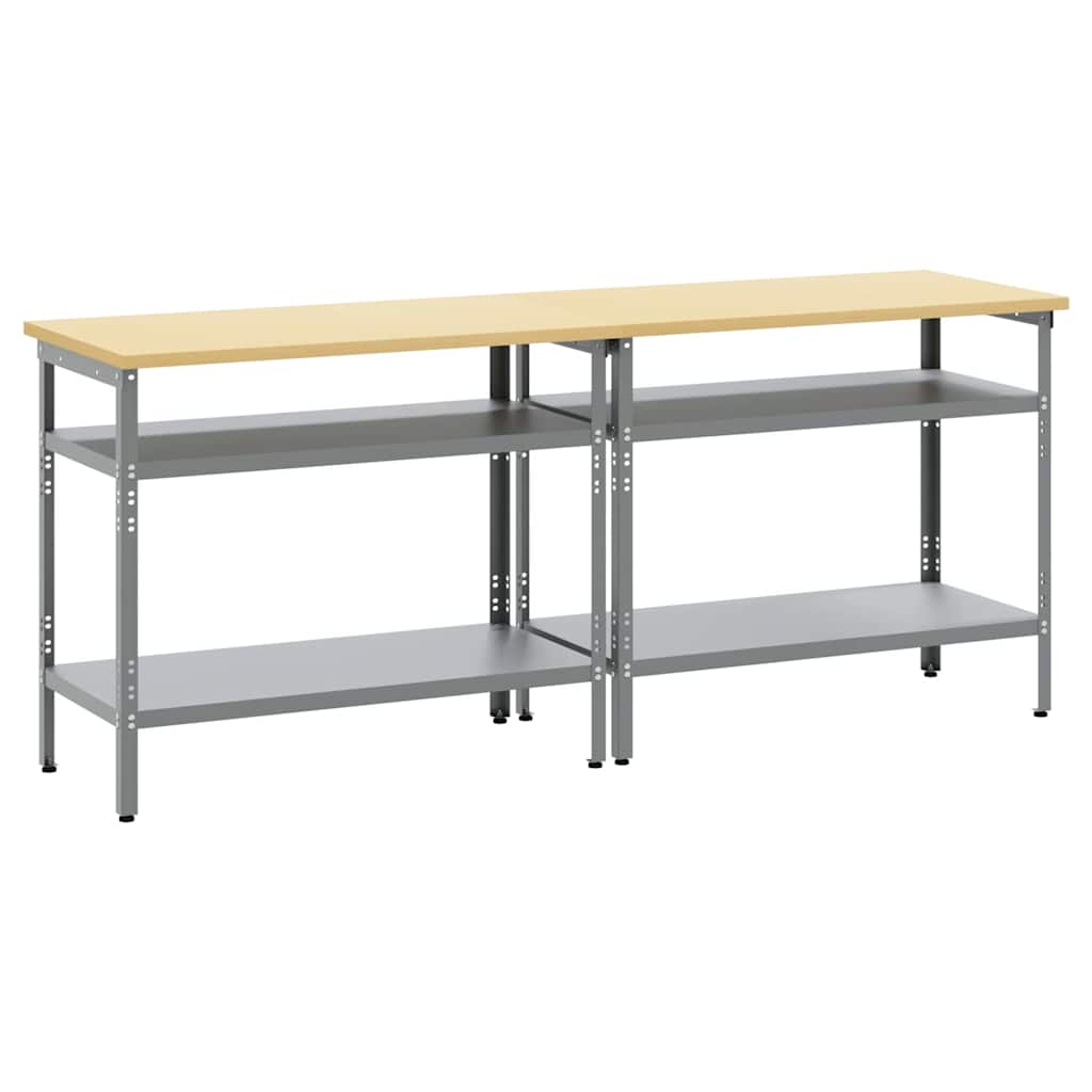 vidaXL Work Bench Set 2 pcs Beige and Grey Powder-Coated Steel