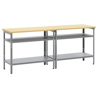vidaXL Work Bench Set 2 pcs Beige and Grey Powder-Coated Steel