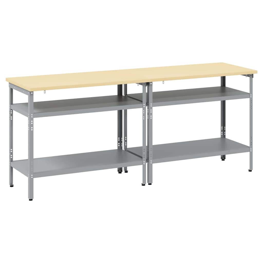 vidaXL Work Bench Set 2 pcs Beige and Grey Powder-Coated Steel