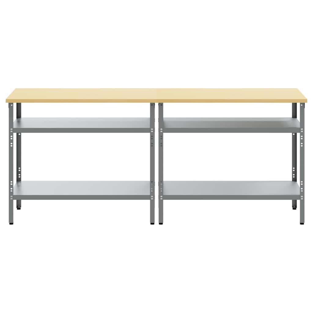 vidaXL Work Bench Set 2 pcs Beige and Grey Powder-Coated Steel