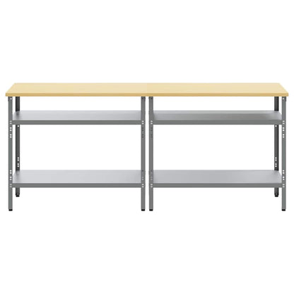 vidaXL Work Bench Set 2 pcs Beige and Grey Powder-Coated Steel