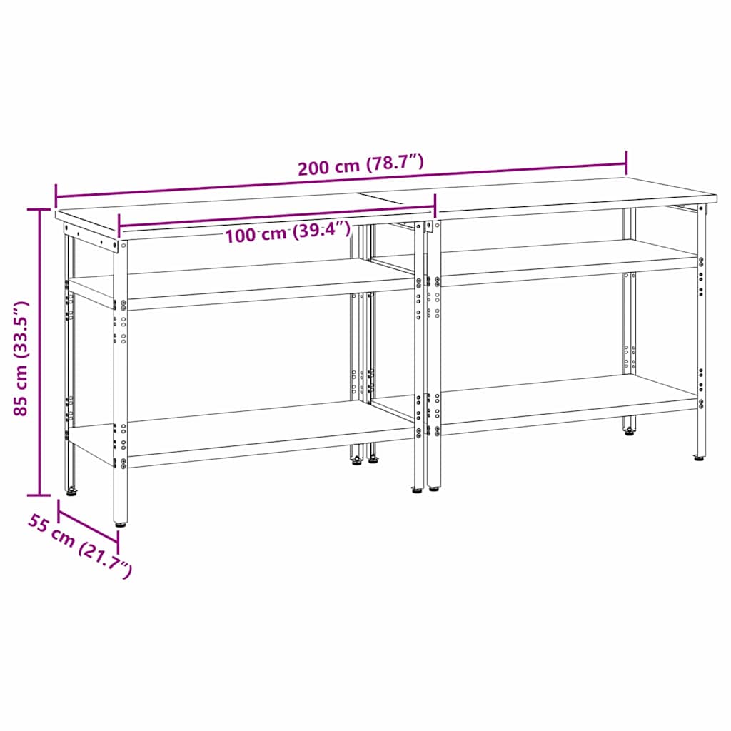 vidaXL Work Bench Set 2 pcs Beige and Grey Powder-Coated Steel