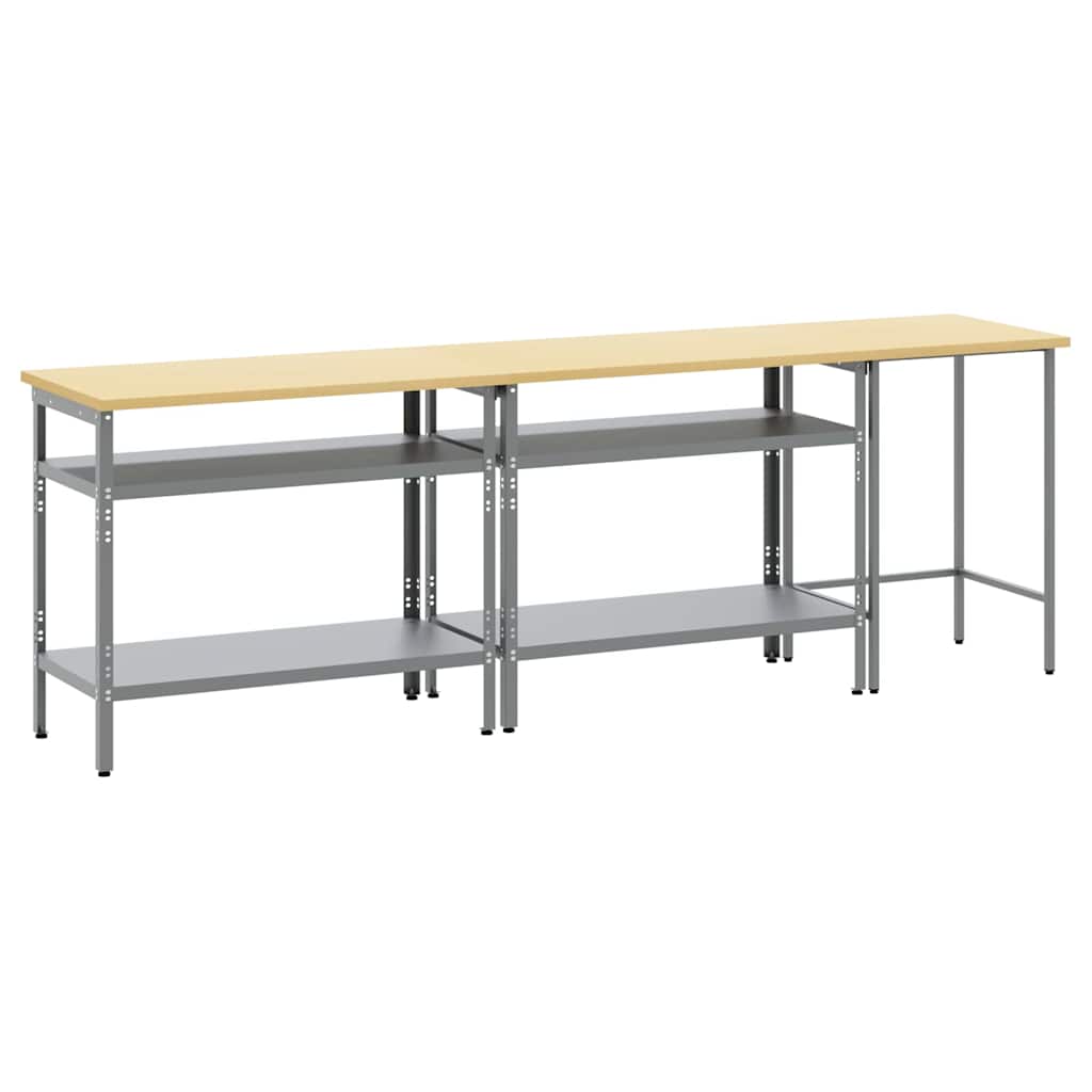 vidaXL Work Bench Set 3 pcs Beige and Grey Powder-Coated Steel