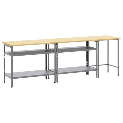 vidaXL Work Bench Set 3 pcs Beige and Grey Powder-Coated Steel