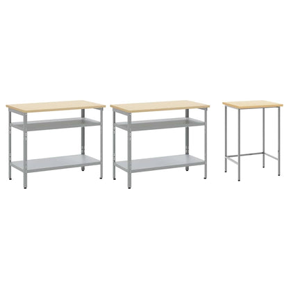 vidaXL Work Bench Set 3 pcs Beige and Grey Powder-Coated Steel