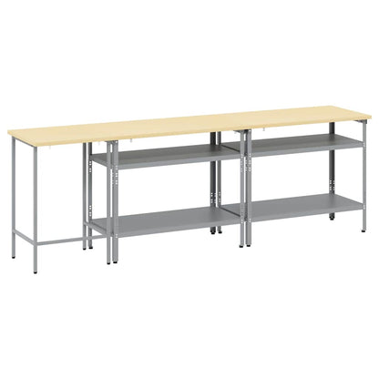 vidaXL Work Bench Set 3 pcs Beige and Grey Powder-Coated Steel