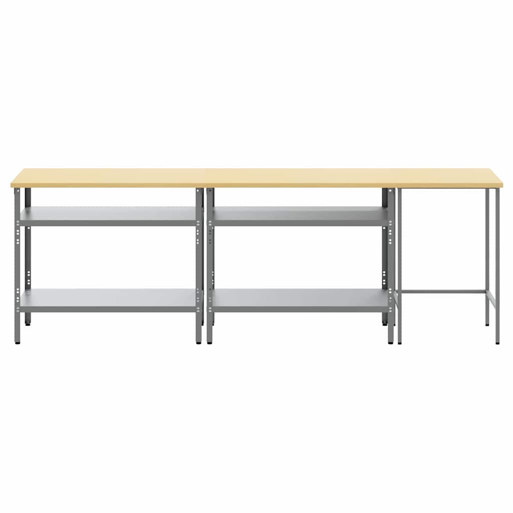 vidaXL Work Bench Set 3 pcs Beige and Grey Powder-Coated Steel