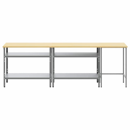 vidaXL Work Bench Set 3 pcs Beige and Grey Powder-Coated Steel