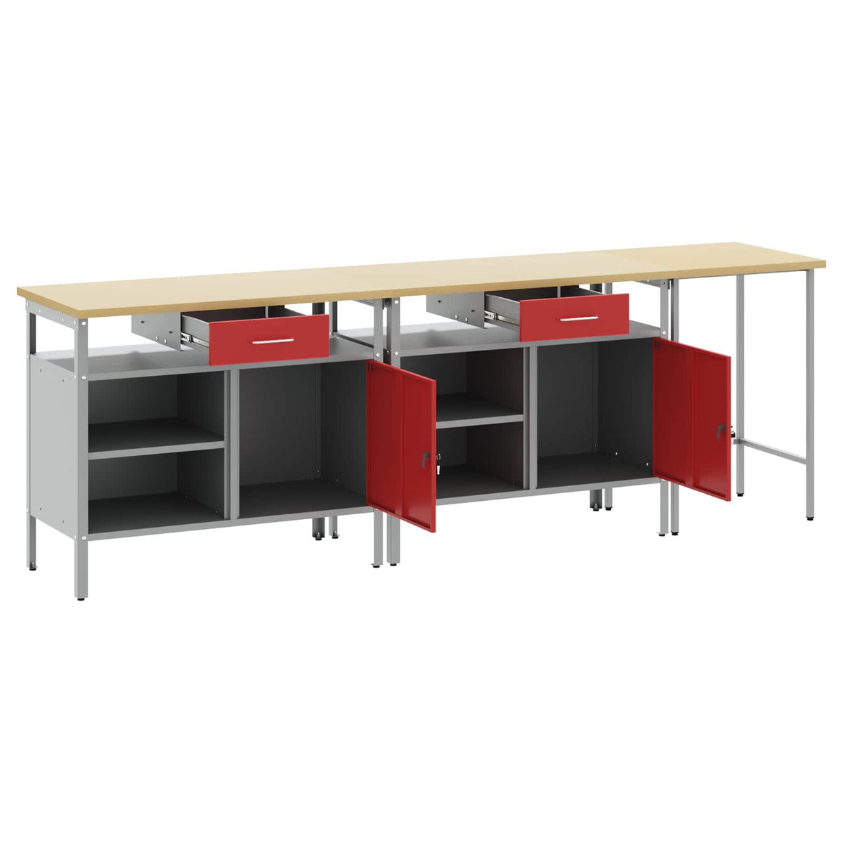 vidaXL Work Bench Set 3 pcs Black and Grey Powder-Coated Steel