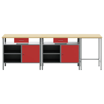 vidaXL Work Bench Set 3 pcs Black and Grey Powder-Coated Steel