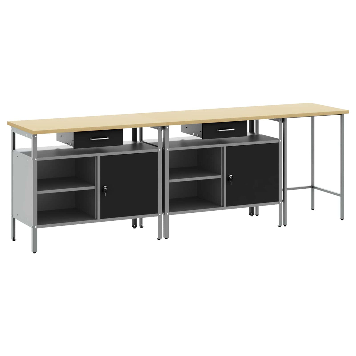 vidaXL Work Bench Set 3 pcs Red and Grey Powder-Coated Steel