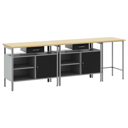 vidaXL Work Bench Set 3 pcs Red and Grey Powder-Coated Steel