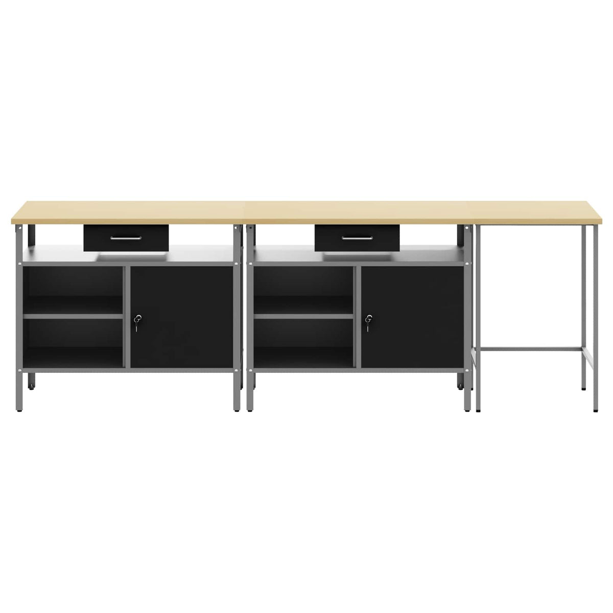 vidaXL Work Bench Set 3 pcs Red and Grey Powder-Coated Steel