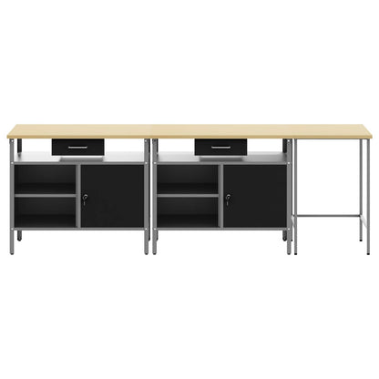vidaXL Work Bench Set 3 pcs Red and Grey Powder-Coated Steel