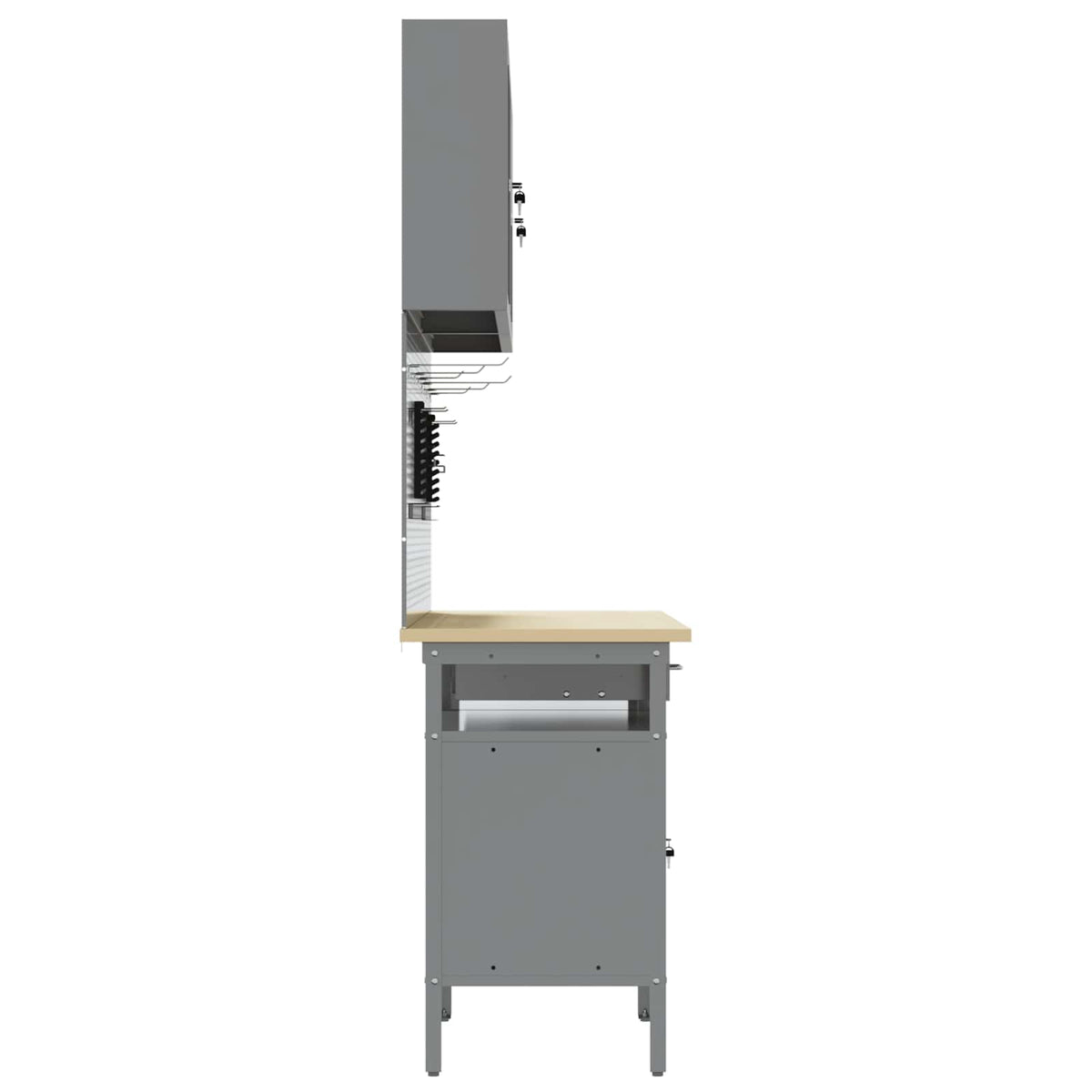 vidaXL Work Bench Set 8 pcs Black and Grey Powder-Coated Steel