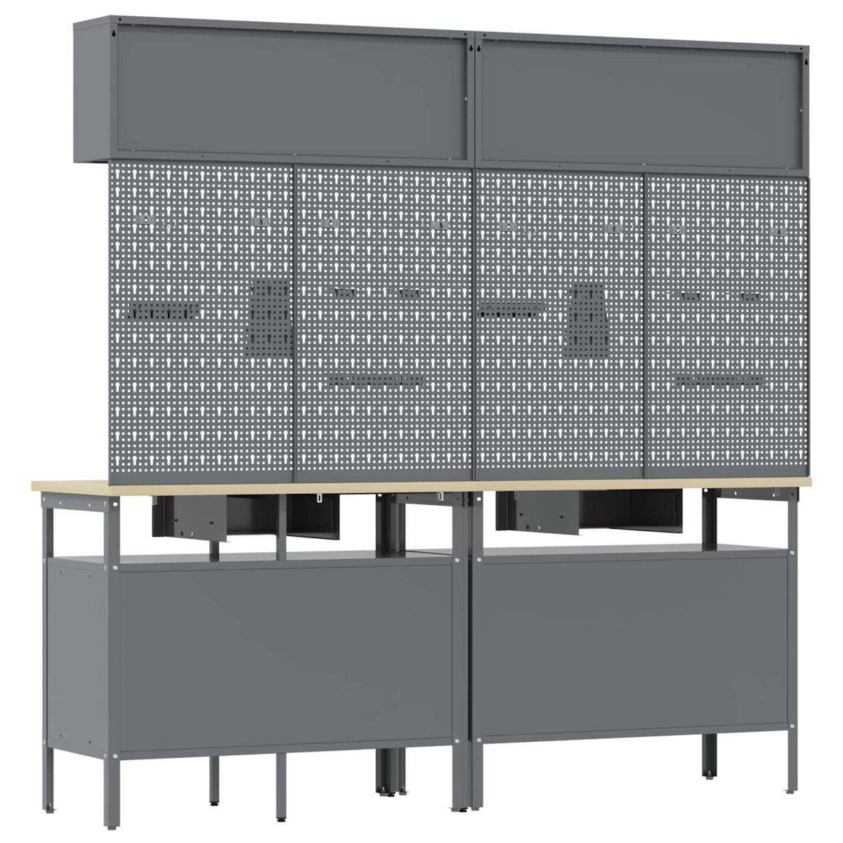 vidaXL Work Bench Set 8 pcs Black and Grey Powder-Coated Steel