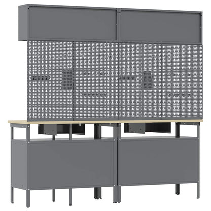 vidaXL Work Bench Set 8 pcs Black and Grey Powder-Coated Steel