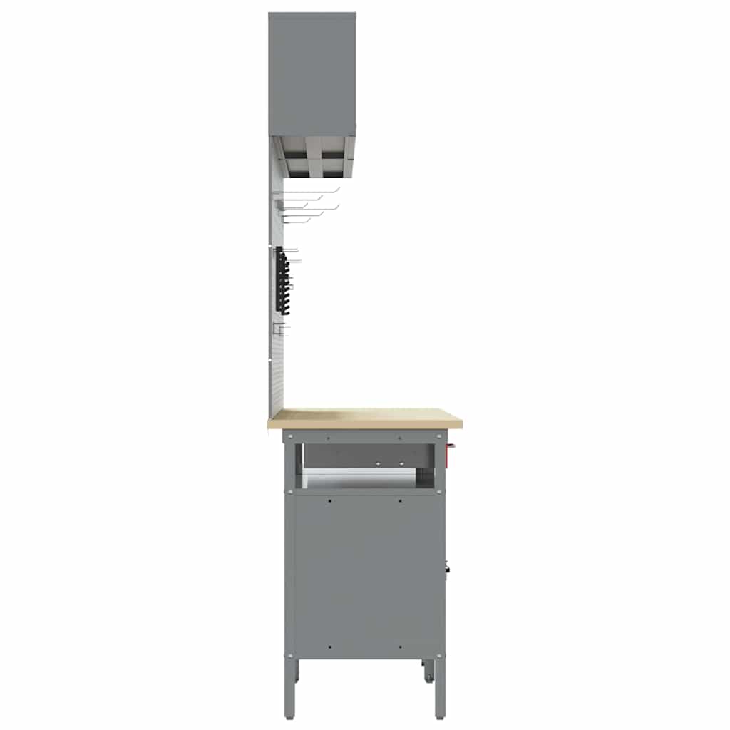 vidaXL Work Bench Set 8 pcs Red and Grey Powder-Coated Steel