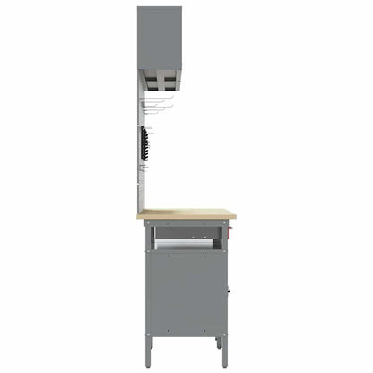 vidaXL Work Bench Set 8 pcs Red and Grey Powder-Coated Steel