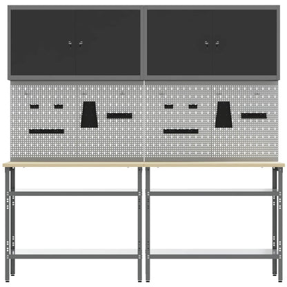 vidaXL Work Bench Set 8 pcs Black and Grey Powder-Coated Steel