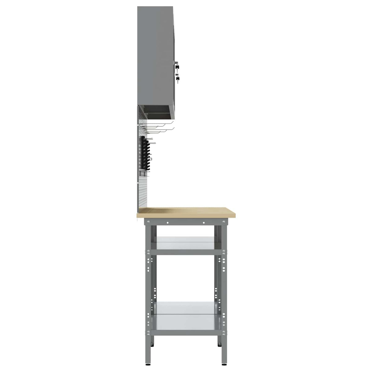 vidaXL Work Bench Set 8 pcs Black and Grey Powder-Coated Steel