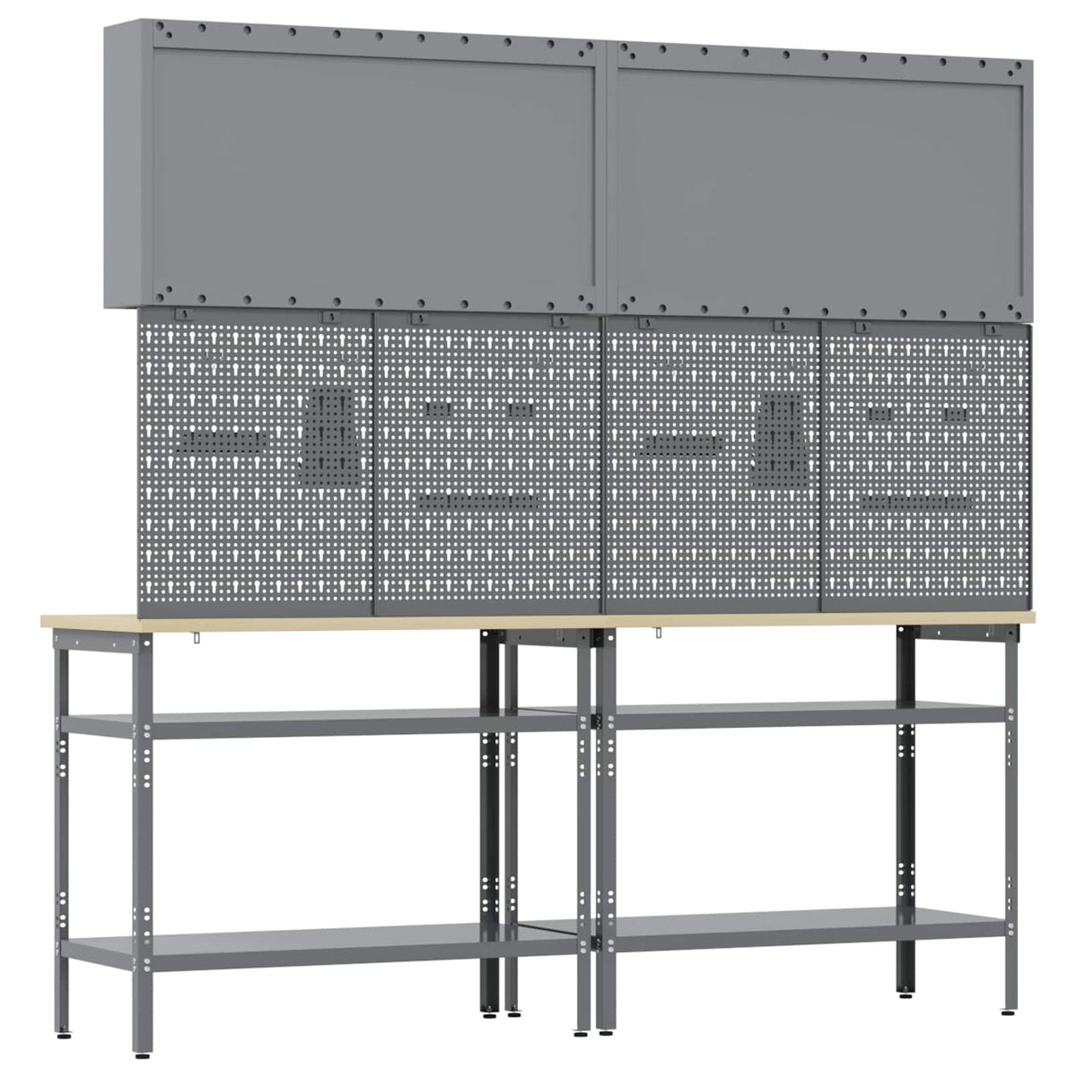 vidaXL Work Bench Set 8 pcs Red and Grey Powder-Coated Steel