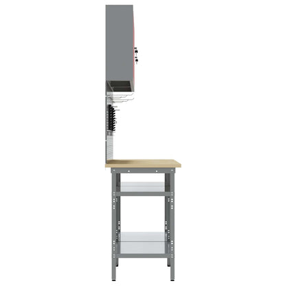 vidaXL Work Bench Set 8 pcs Red and Grey Powder-Coated Steel