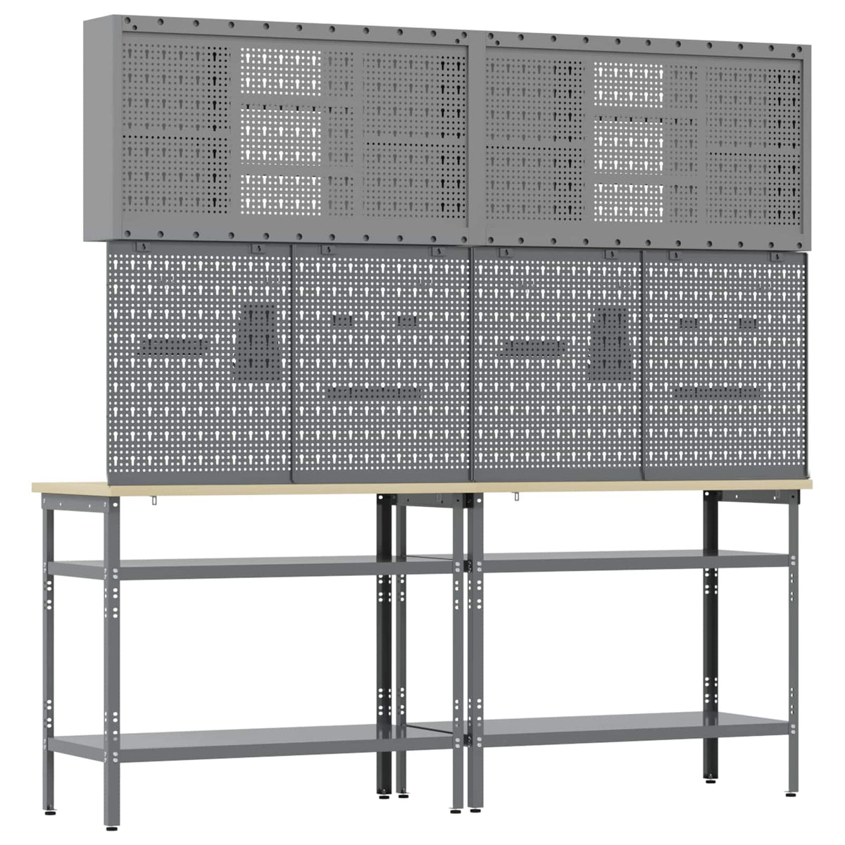 vidaXL Work Bench Set 8 pcs Black and Grey Powder-Coated Steel