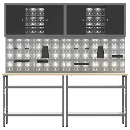 vidaXL Work Bench Set 8 pcs Black and Grey Powder-Coated Steel