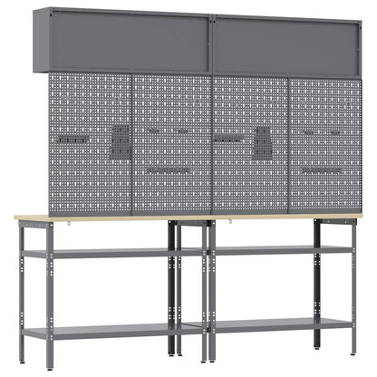vidaXL Work Bench Set 8 pcs Black and Grey Powder-Coated Steel