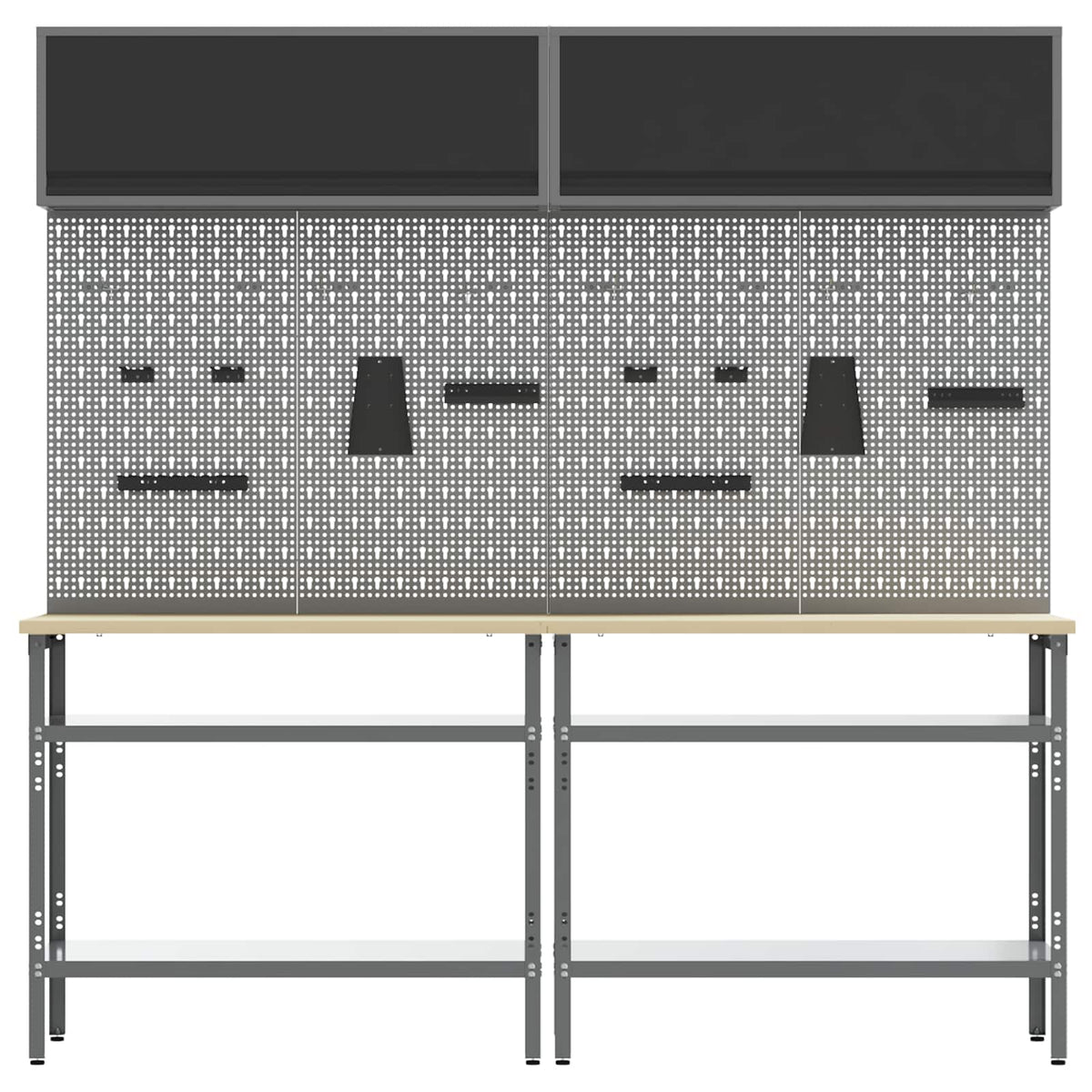vidaXL Work Bench Set 8 pcs Black and Grey Powder-Coated Steel