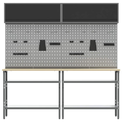 vidaXL Work Bench Set 8 pcs Black and Grey Powder-Coated Steel