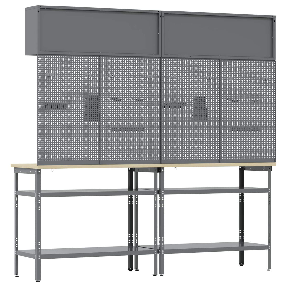 vidaXL Work Bench Set 8 pcs Red and Grey Powder-Coated Steel